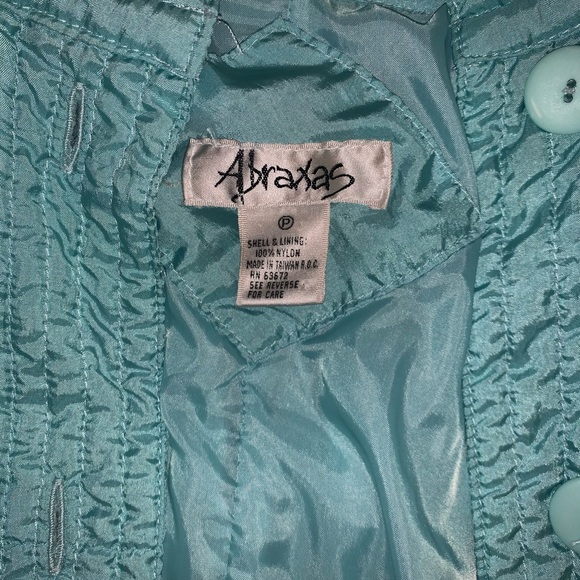 Womens Abraxas Jacket WindbreakerTeal Green Ruched Sleeves Vintage 80s 90s. - Picture 3 of 3